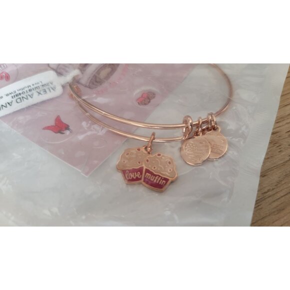 Alex and Ani Latte Love Coffee Cup Charm Bangle Bracelet Rose Gold NWT - Picture 2 of 3